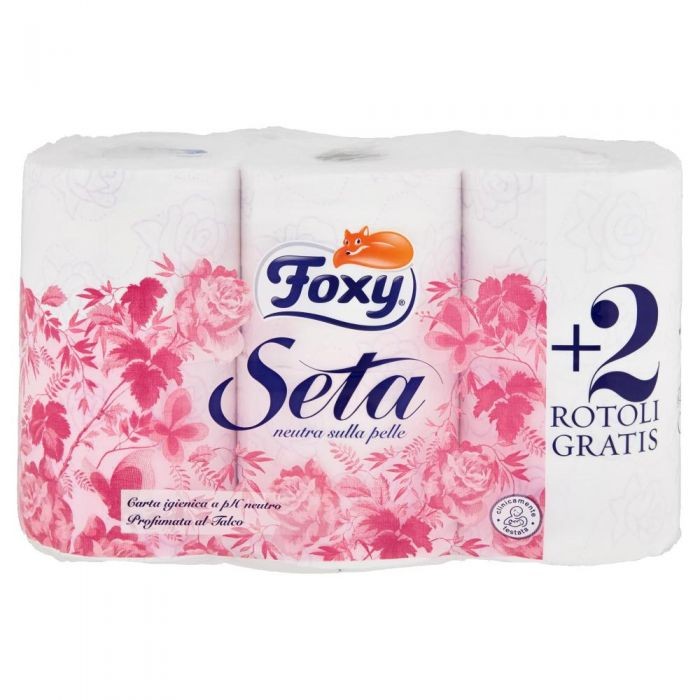 Foxy Carta Igienica Seta 4+2 Rotoli Maxi 2 Veli Profumata Al Talco